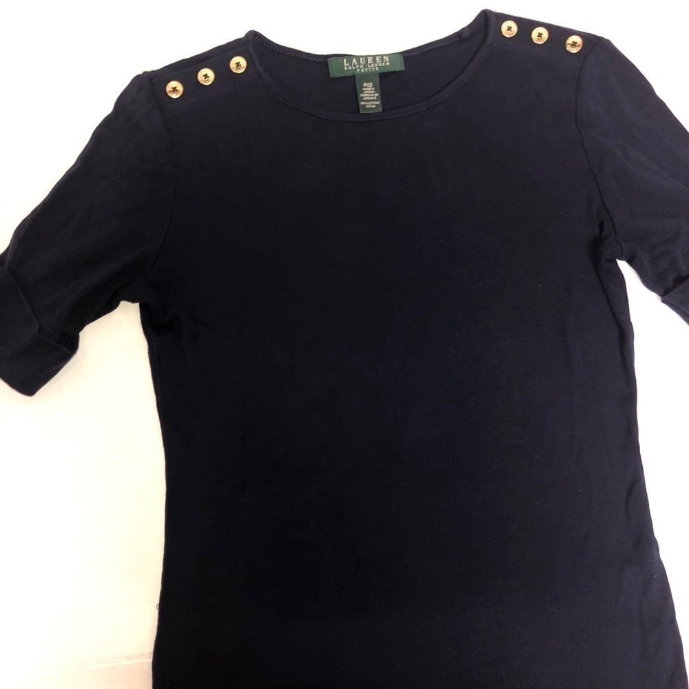 Ralph Lauren Navy Half Sleeve Top - Picture 8 of 9